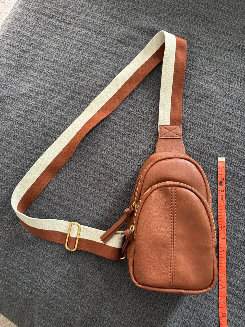 Sonoma Brown Leather Sling Belt Bag with Cream & Brown Strap
